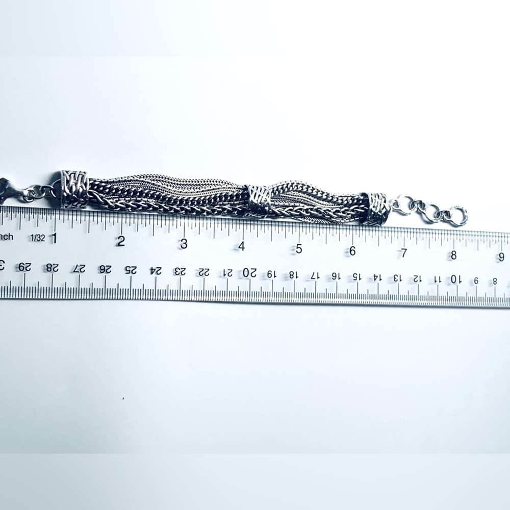 Silpada Sterling TALK OF THE TOWN Mixed Chain 3-Station Bali-Inspired Bracelet - Picture 13 of 16